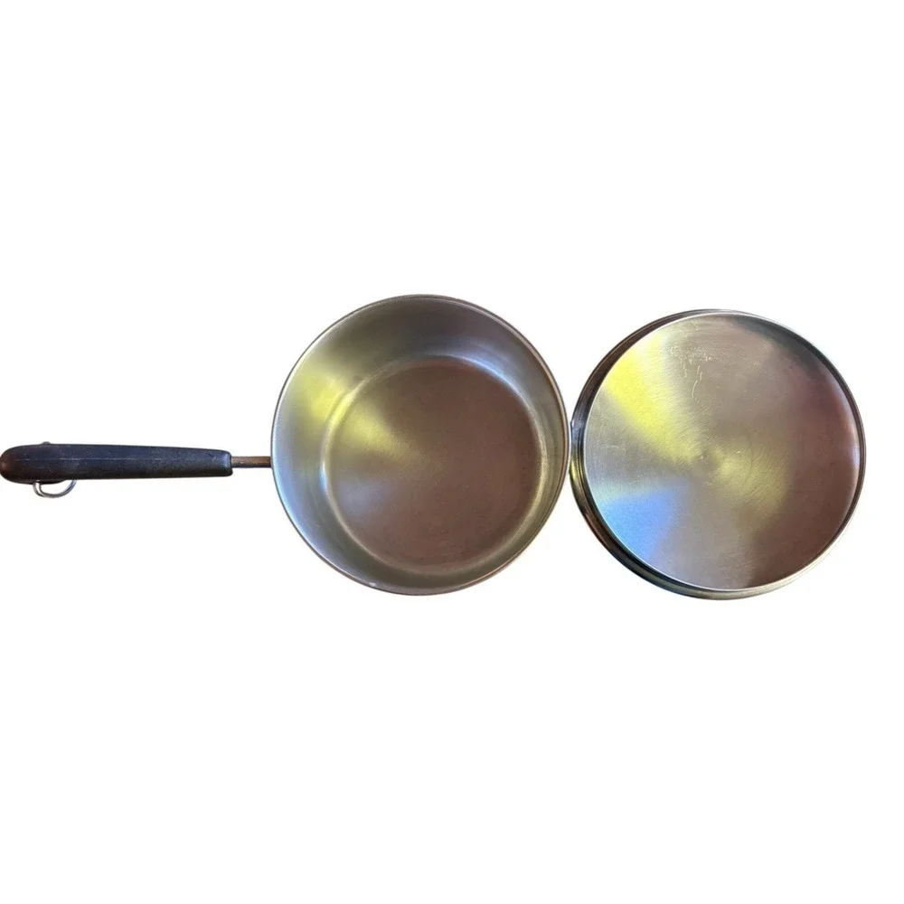 Vintage REVERE WARE 1801 Sauce Pan 1 Quart Copper Bottom With Lid USA Made GUC